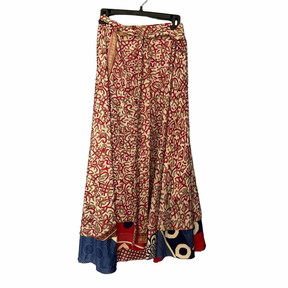 Darn Good Yarn Sari Silk Wrap Skirt Boho Ankle Length Size 4-12
